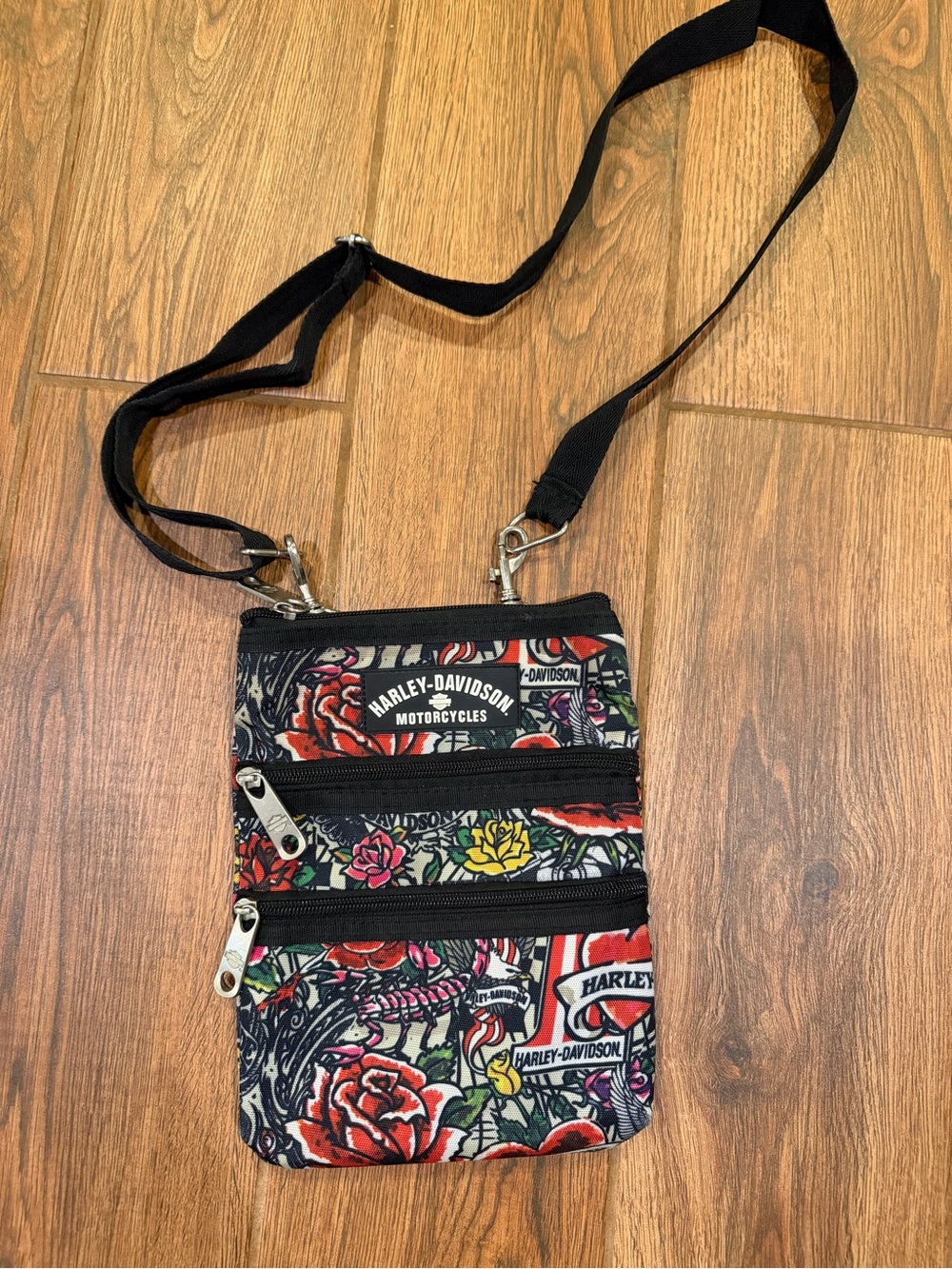 Harley-Davidson Black Floral & Multicolor Crossbody Belt Bag
